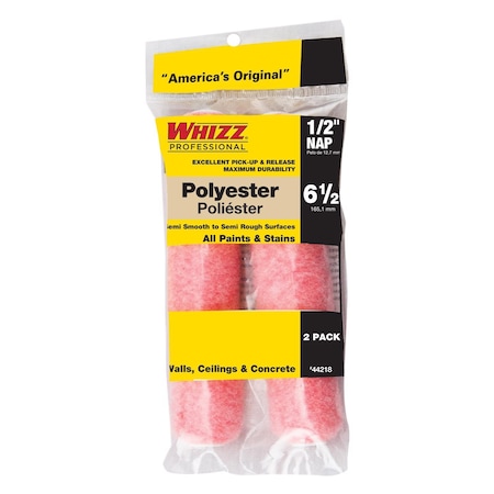 Whizz 6.5 in Paint Roller Cover, 1/2" Nap, Polyester 44218